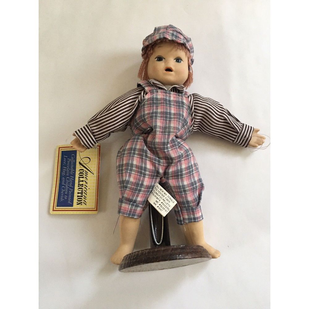 Americana Collection‎ Porcelain Doll NWT Toy Jonathan Goffa W/ Stand